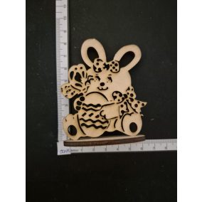Fából készült nyuszifigura tojással, talppal (8x6 cm)