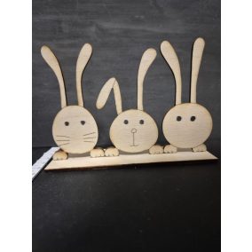 Három fa nyuszifigura (10x14 cm)